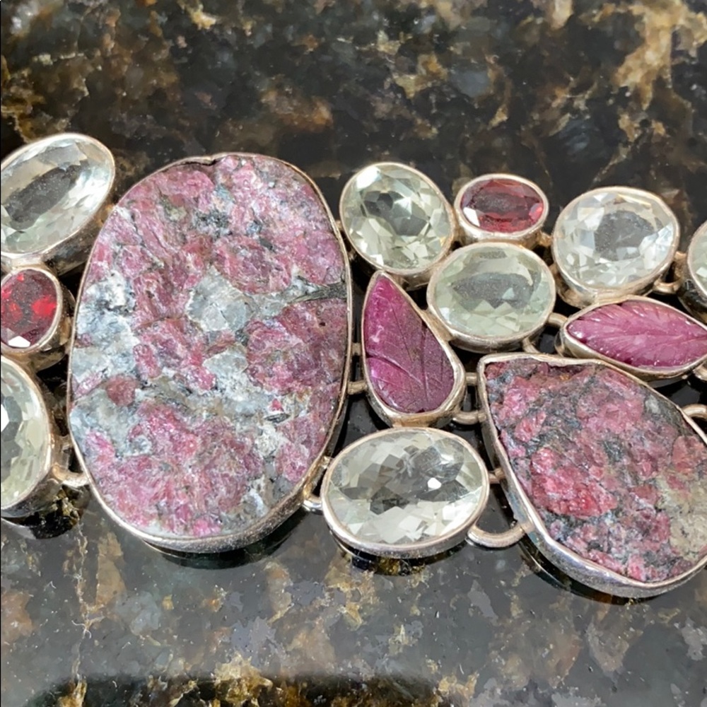 ⭐️ Genuine Ruby, Garnet, Eudialyte Sterling Bracelet